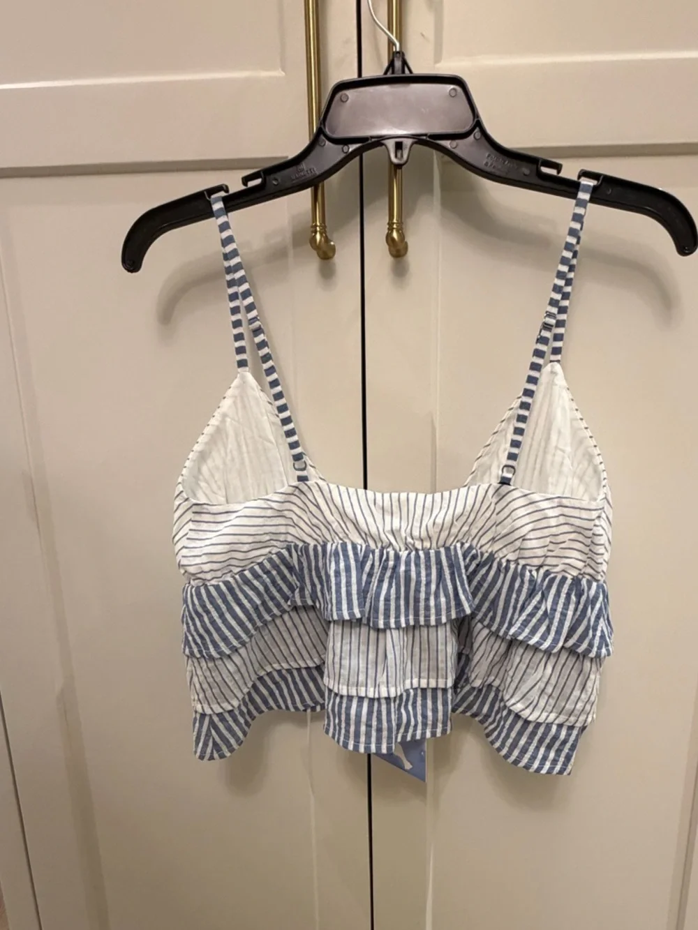 Majorelle Aruba Striped Ruffle Crop Tank Top - Blue/White - Picture 4 of 7